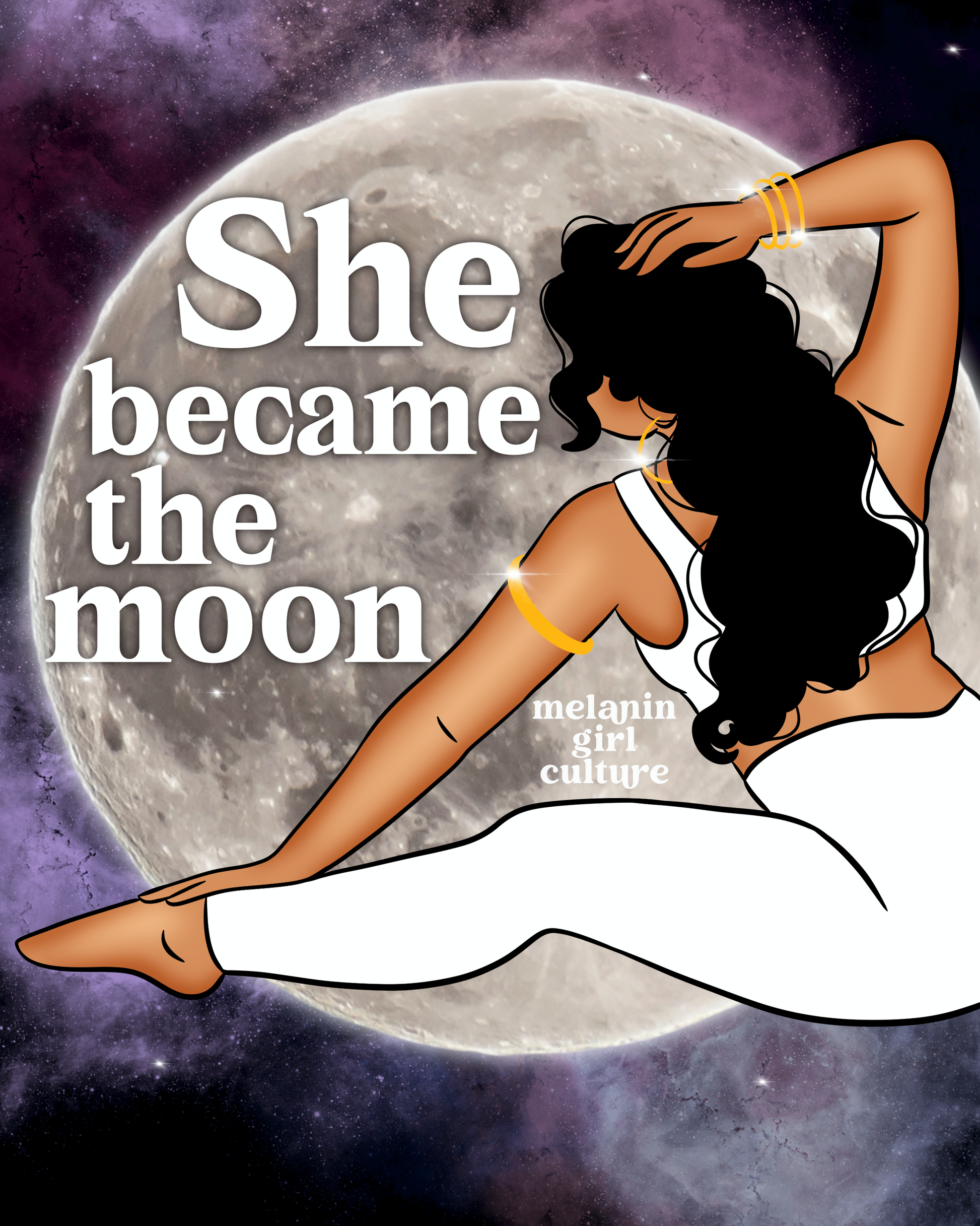 She became the moon Art Print